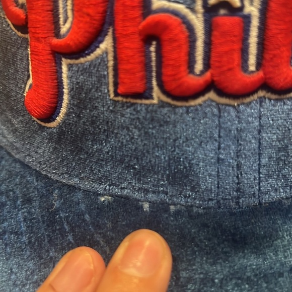 Vintage 90s American Needle Blue Velvet Phillies Hat Professional 7 Model - Picture 11 of 11